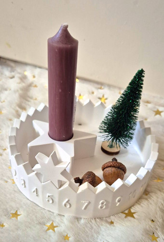 Adventskranz holz weiß stern - holz,